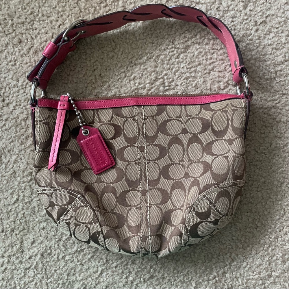 Gorgeous pink braided coach purse